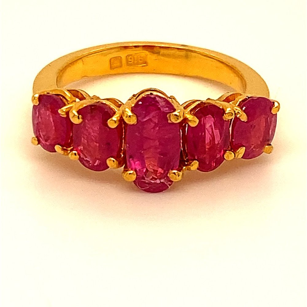 Burmese Ruby 2.30ct Solid 22K Multistone Gold Ring